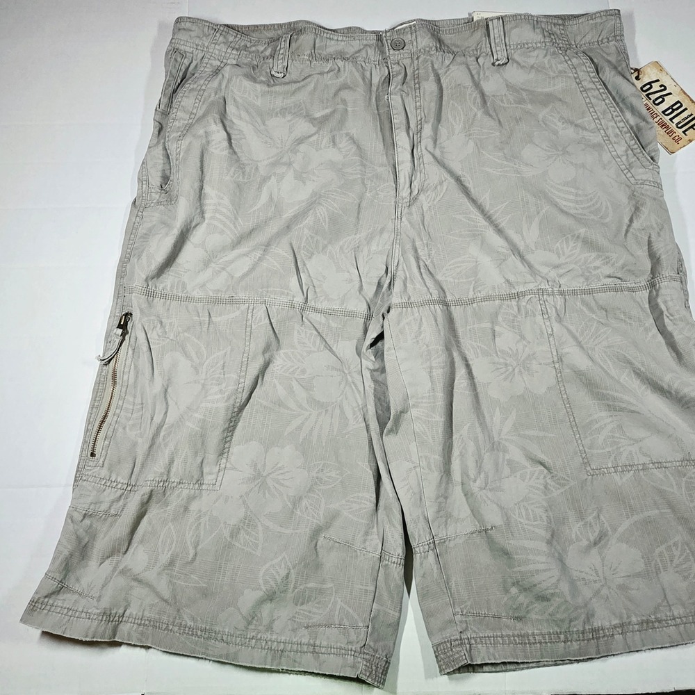 626 Blue Vintage Surplus Co Mens Size 52 Cargo Shorts Floral Khaki Grey Cotton